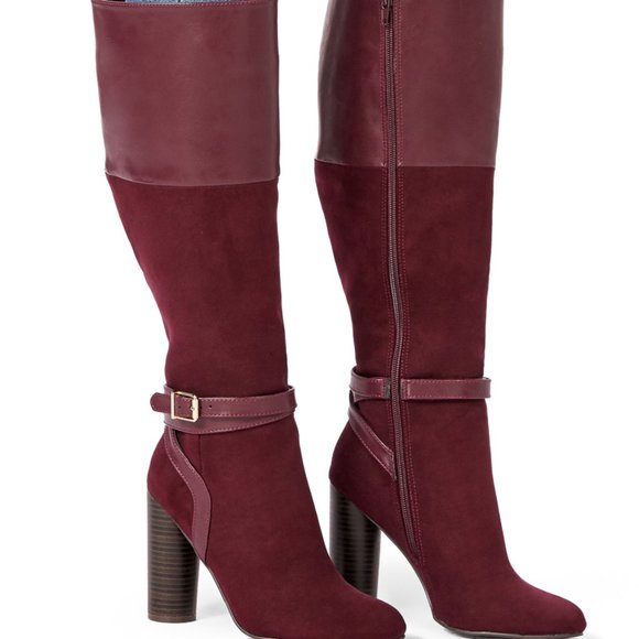 JustFab Shoes - NEW Jonica Heeled Burgundy Boots Sz 7